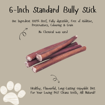 Beef Bully Stick Standard 6 Inch For Dog